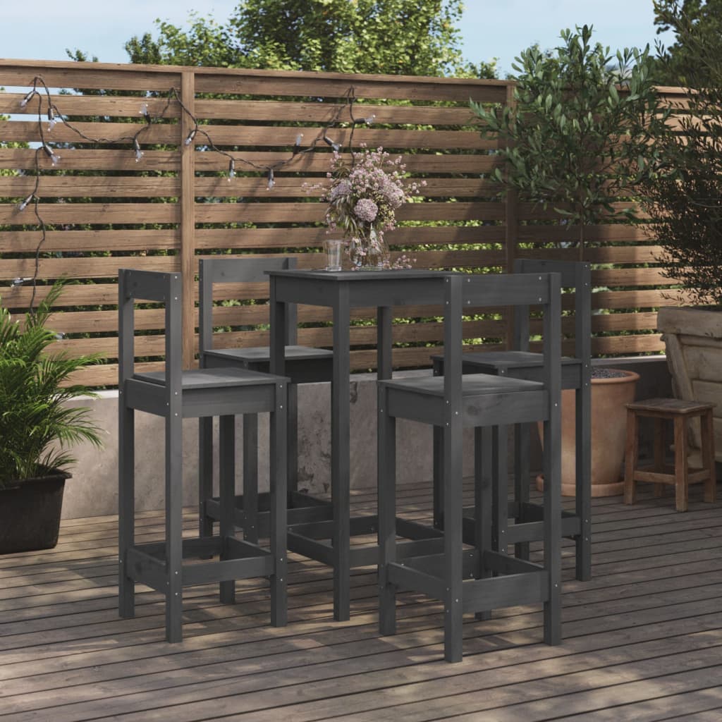 3 pcs conjunto de bar pinho maciço cinza