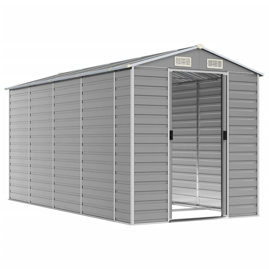 Abrigo de jardim cinza claro 191x385x198 cm aço galvanizado