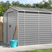 Abrigo de jardim cinza claro 191x555x198 cm aço galvanizado