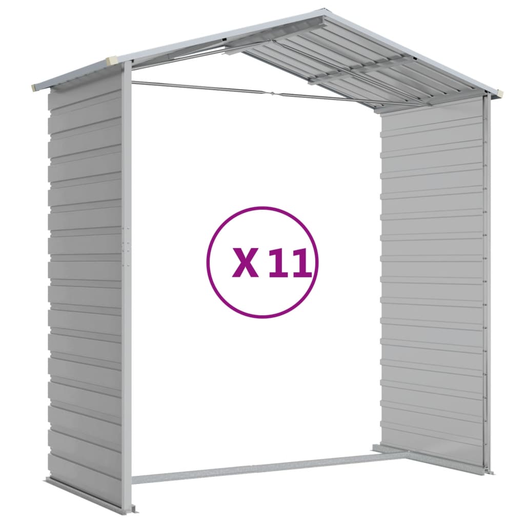 Abrigo de jardim cinza claro 191x980x198 cm aço galvanizado