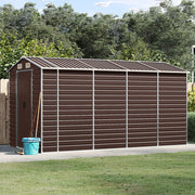 Abrigo de jardim castanho 191x385x198 cm aço galvanizado