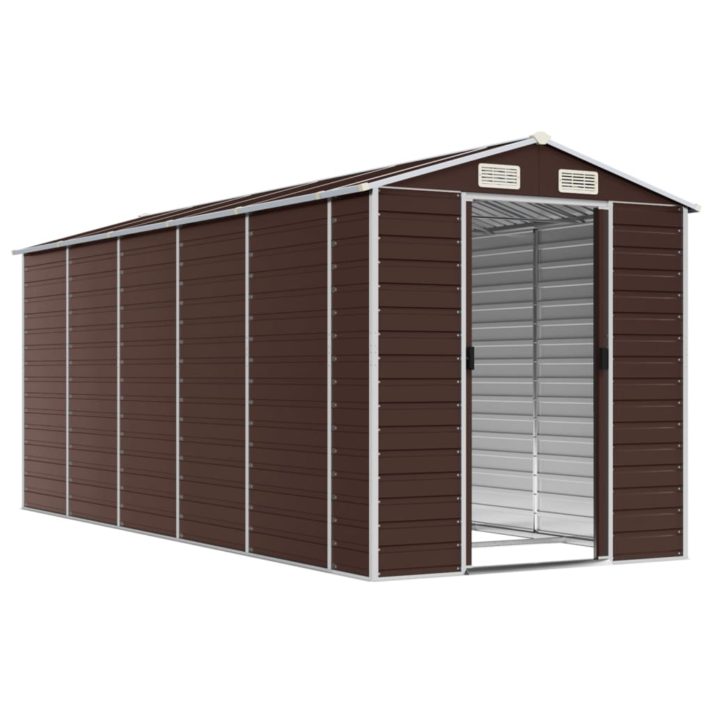 Abrigo de jardim castanho 191x470x198 cm aço galvanizado