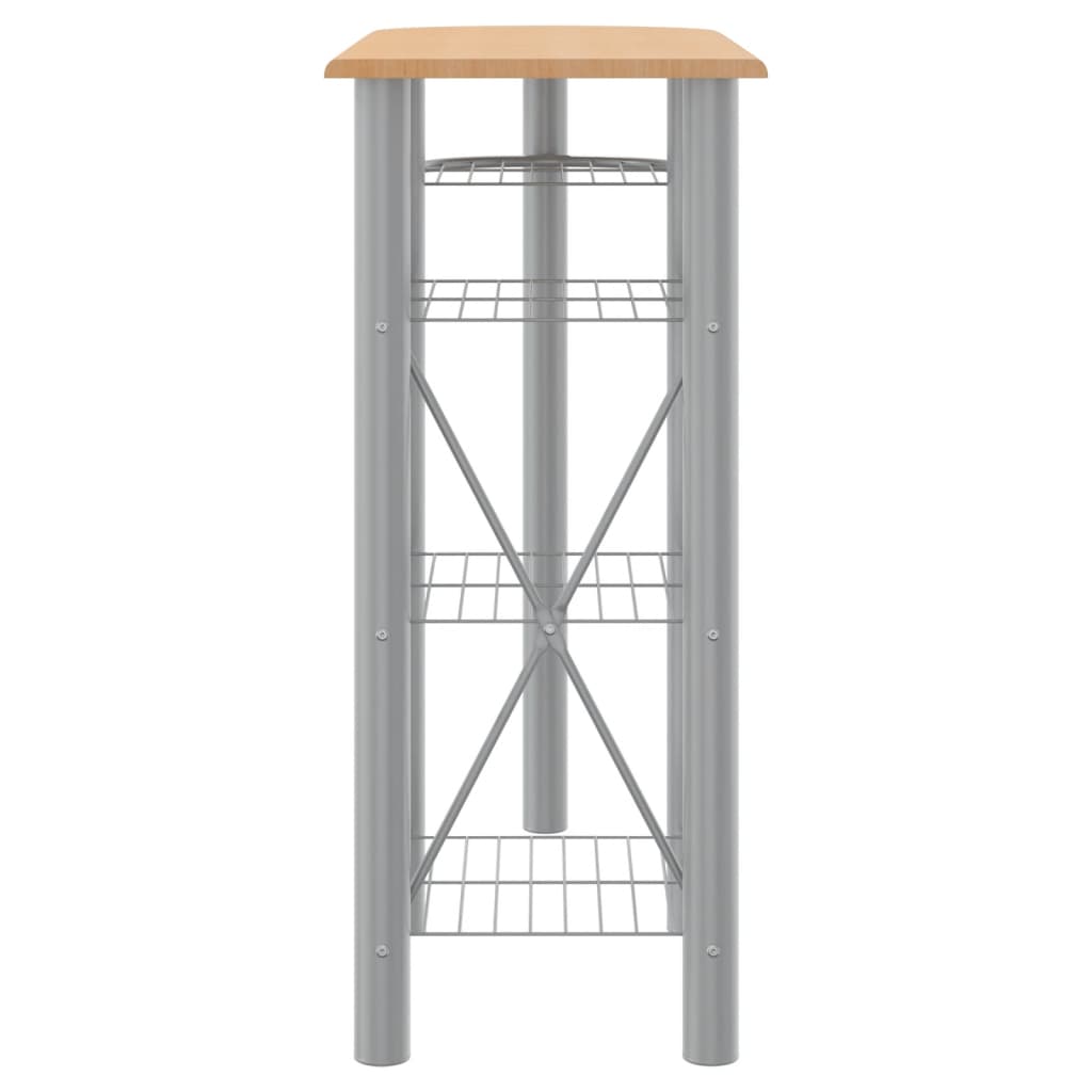 3 pcs conj. de bar derivados madeira/ferro cinzento e castanho