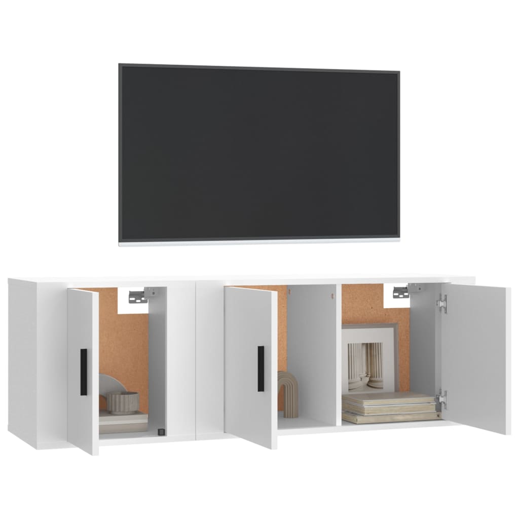 2 pcs conjunto móveis de TV derivados de madeira branco