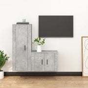 2 pcs conjunto móveis de TV derivados de madeira cinza cimento