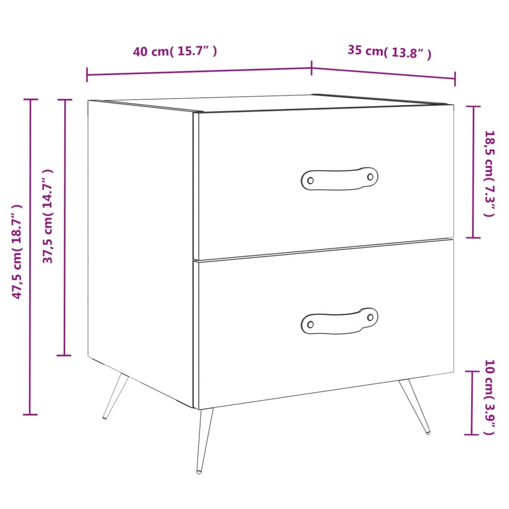 Mesa de cabeceira derivados de madeira branco brilhante