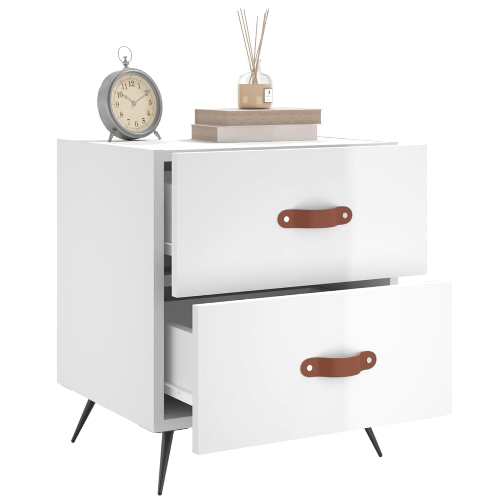 Mesa de cabeceira derivados de madeira branco brilhante
