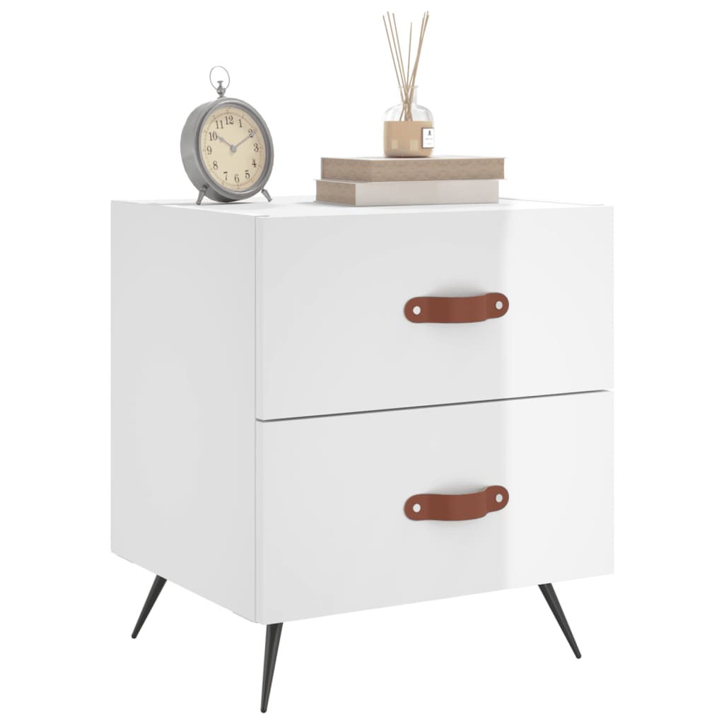 Mesa de cabeceira derivados de madeira branco brilhante
