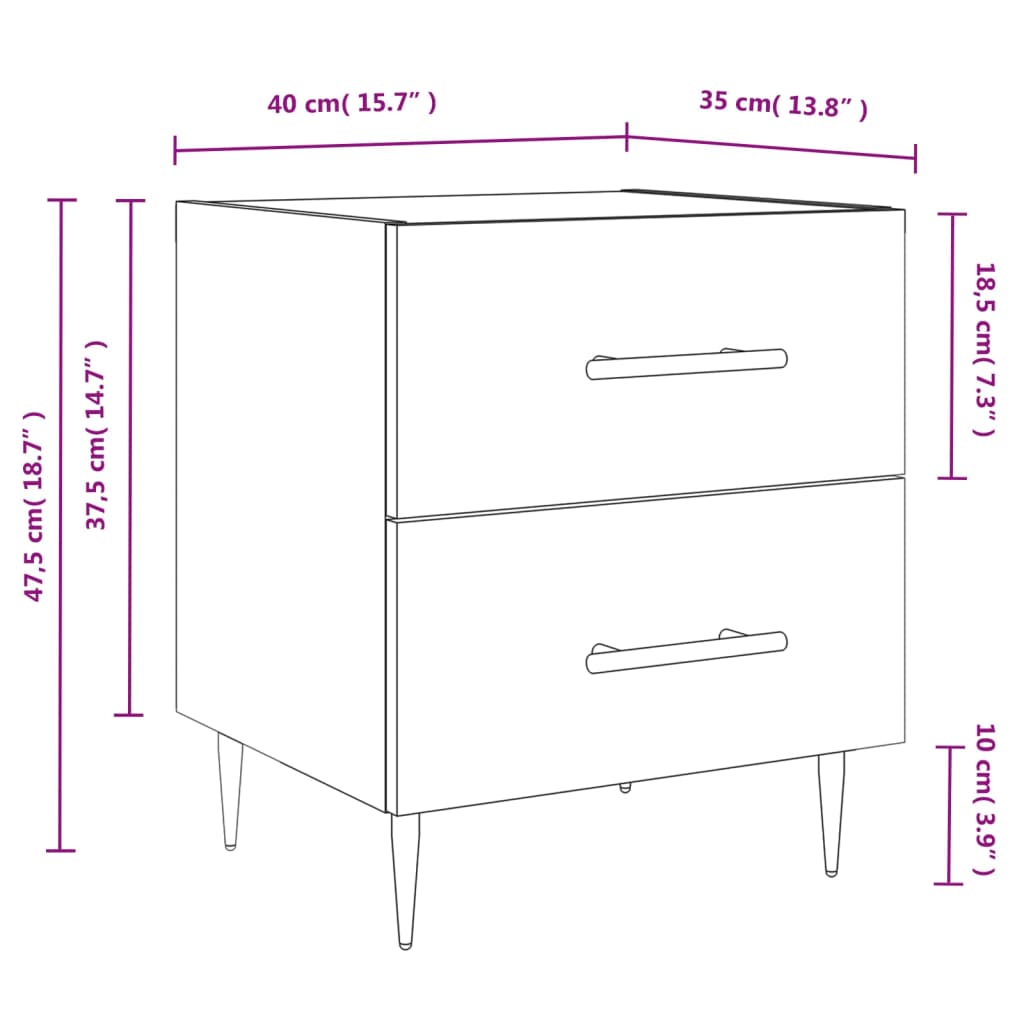 Mesa cabeceira 40x35x47,5 cm derivados madeira sonoma cinza