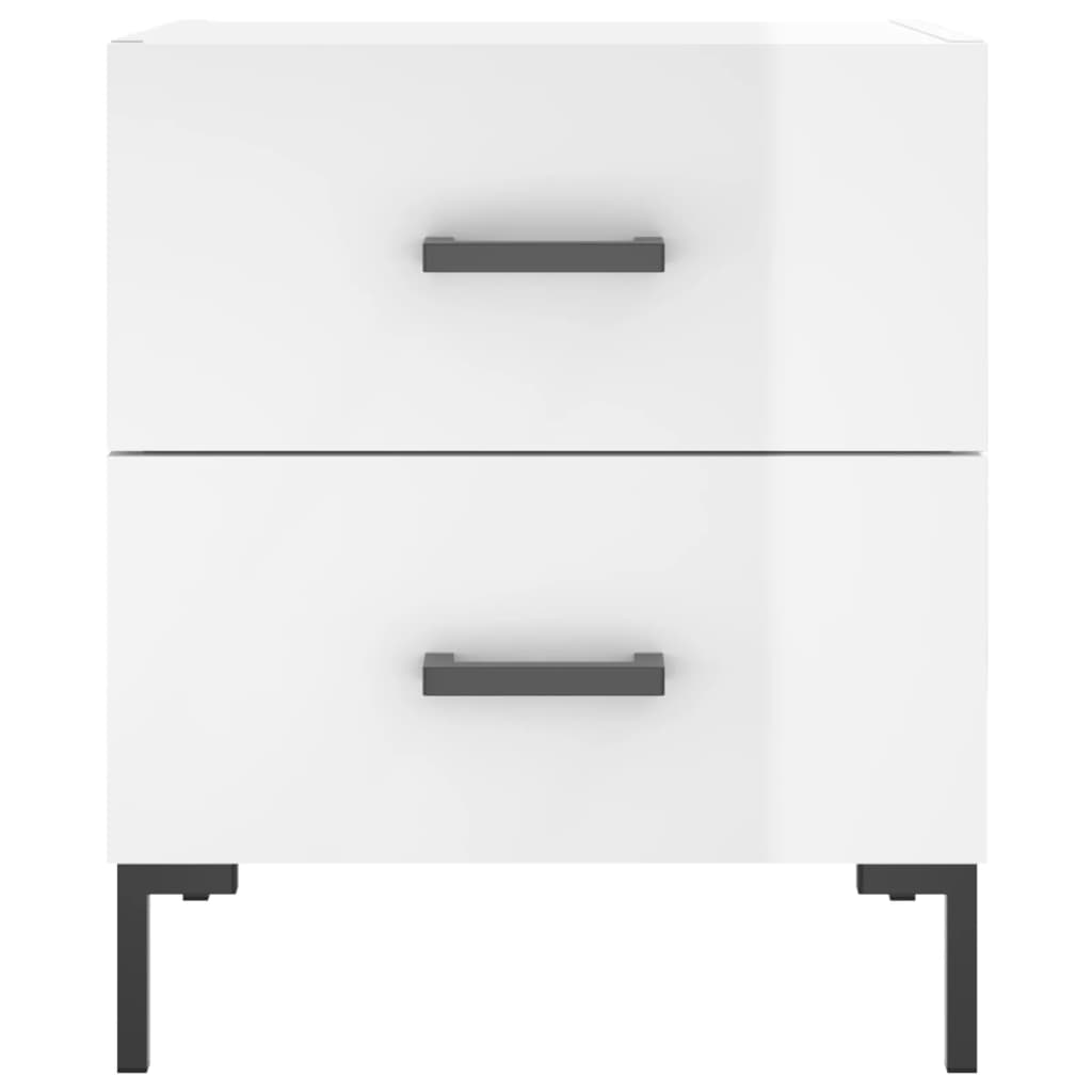 Mesas de cabeceira 2pcs derivados de madeira branco brilhante