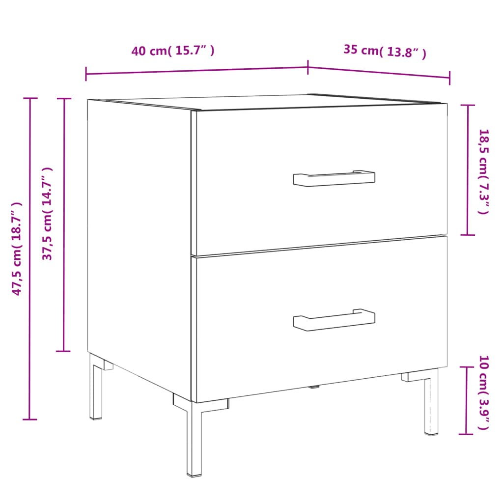 Mesa cabeceira 40x35x47,5 cm derivados madeira carvalho sonoma
