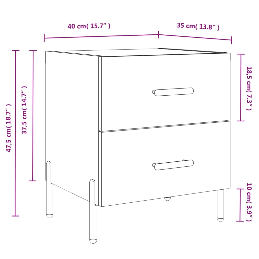 Mesa cabeceira 40x35x47,5 cm derivados madeira sonoma cinza