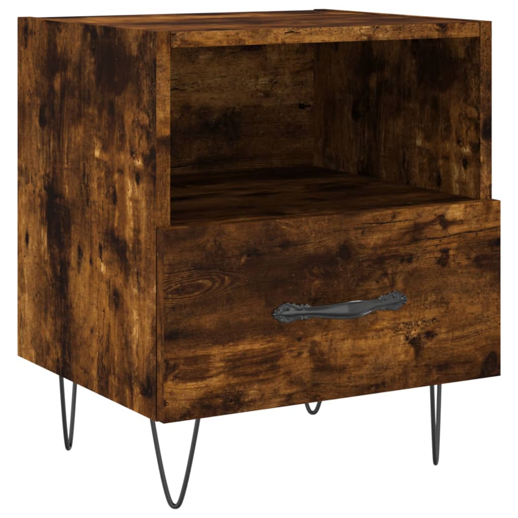 Mesa de cabeceira 2 pcs derivados de madeira carvalho fumado