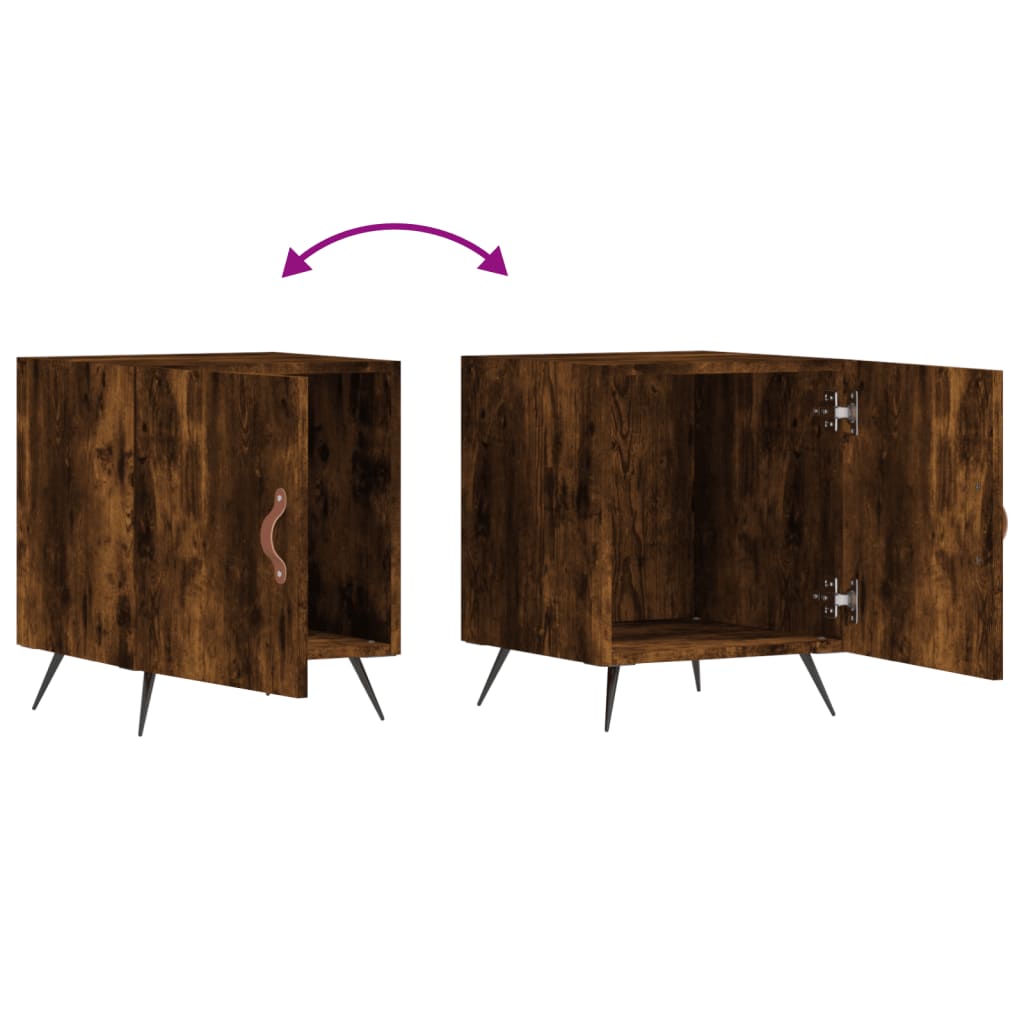 Mesa cabeceira 2pcs 40x40x50cm derivado madeira carvalho fumado