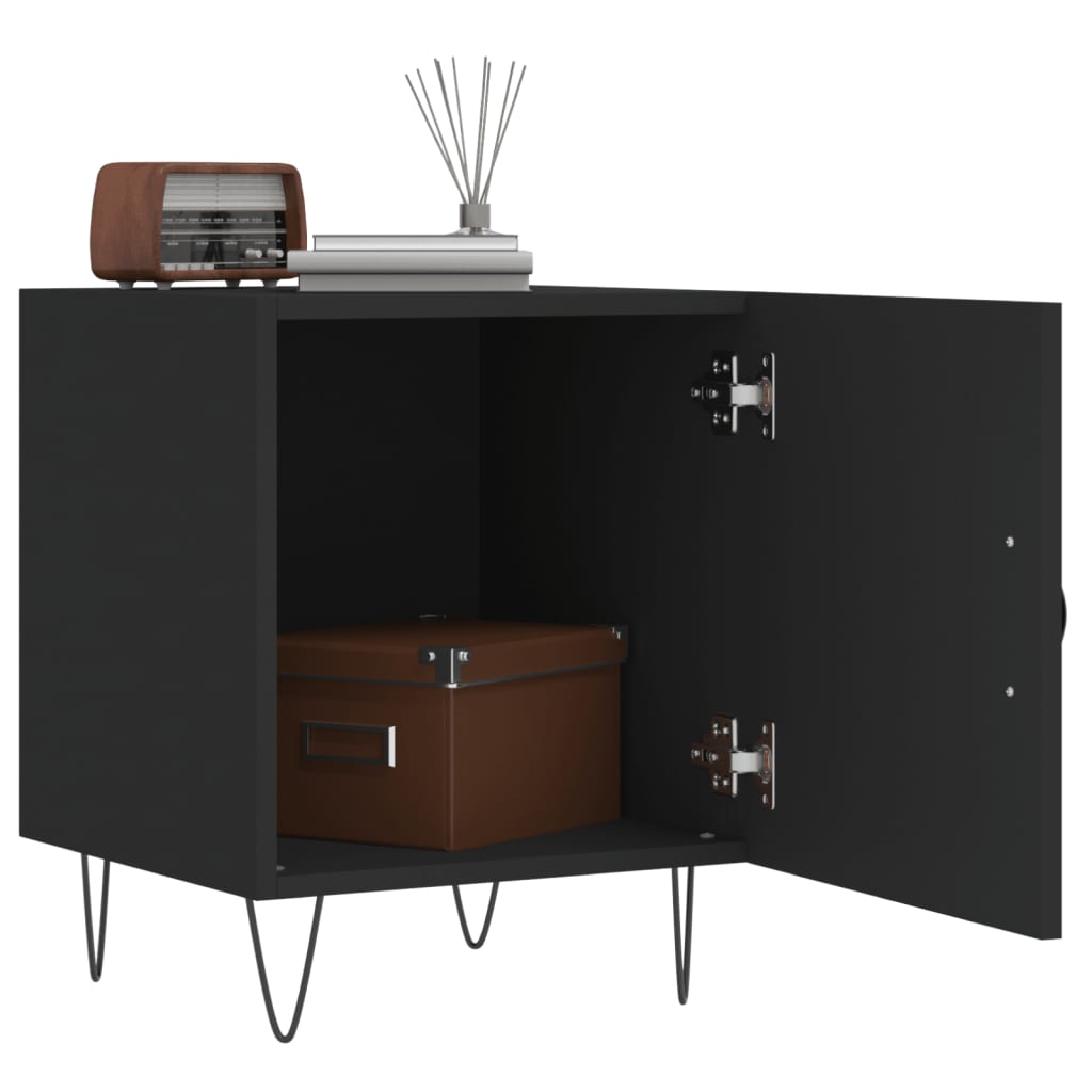 Mesa de cabeceira 2 pcs 40x40x50 cm derivados de madeira preto
