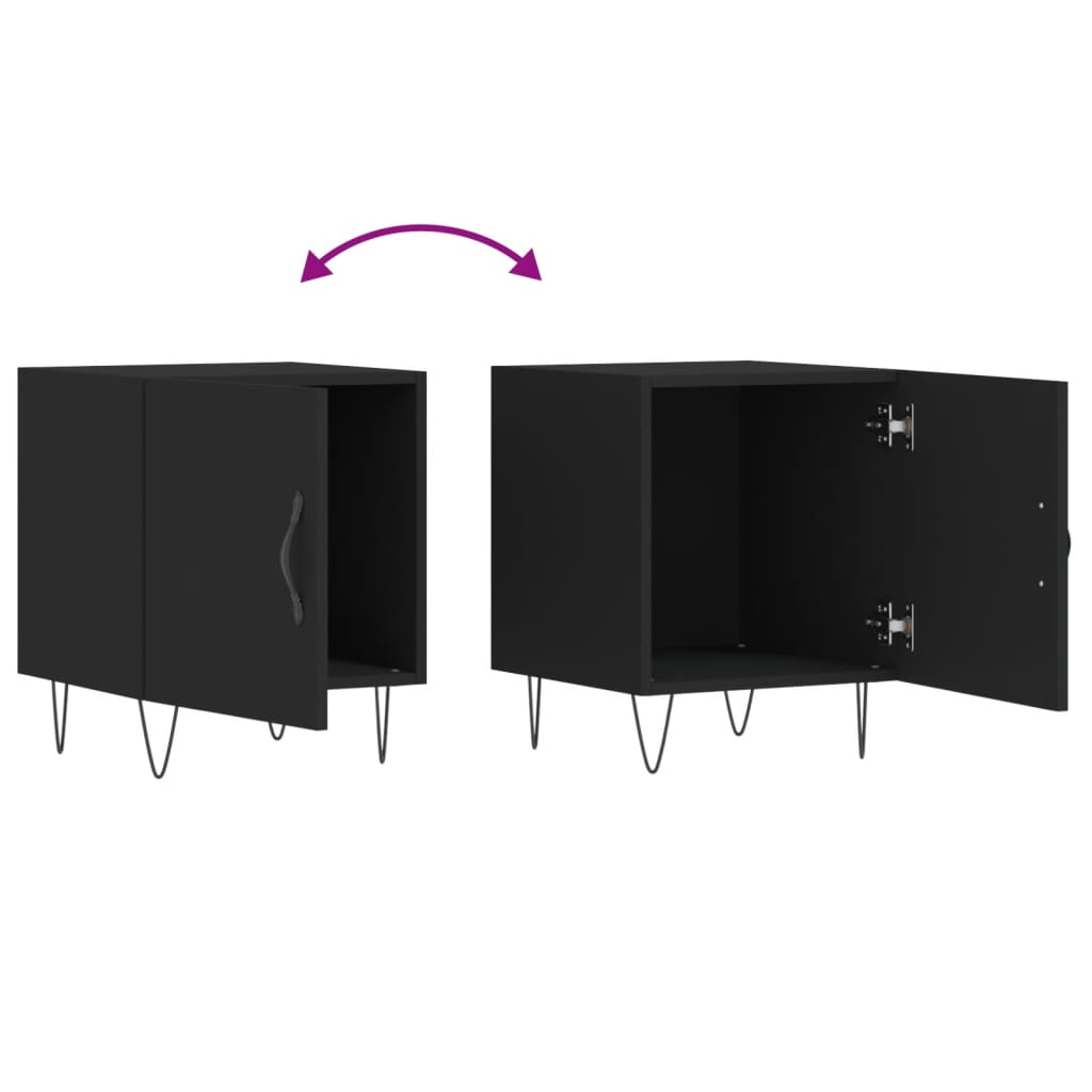 Mesa de cabeceira 2 pcs 40x40x50 cm derivados de madeira preto