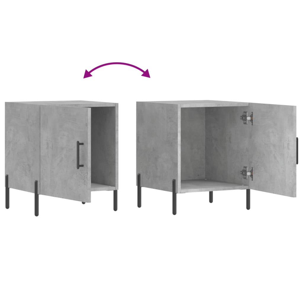 Mesa cabeceira 2pcs 40x40x50 cm derivados madeira cinza cimento