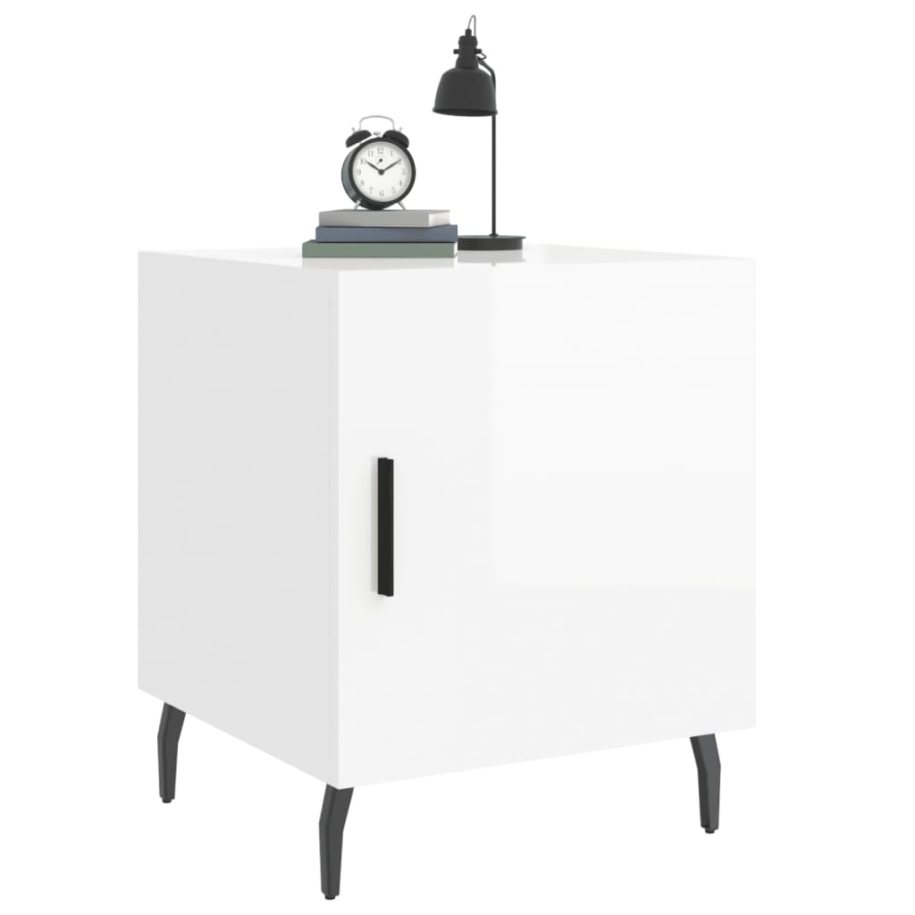 Mesa cabeceira 2pcs 40x40x50cm deriv. madeira branco brilhante