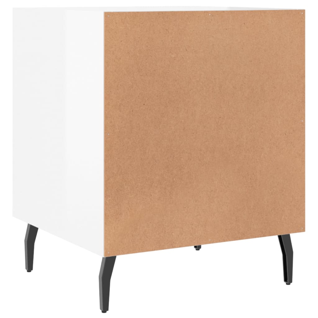 Mesa cabeceira 2pcs 40x40x50cm deriv. madeira branco brilhante