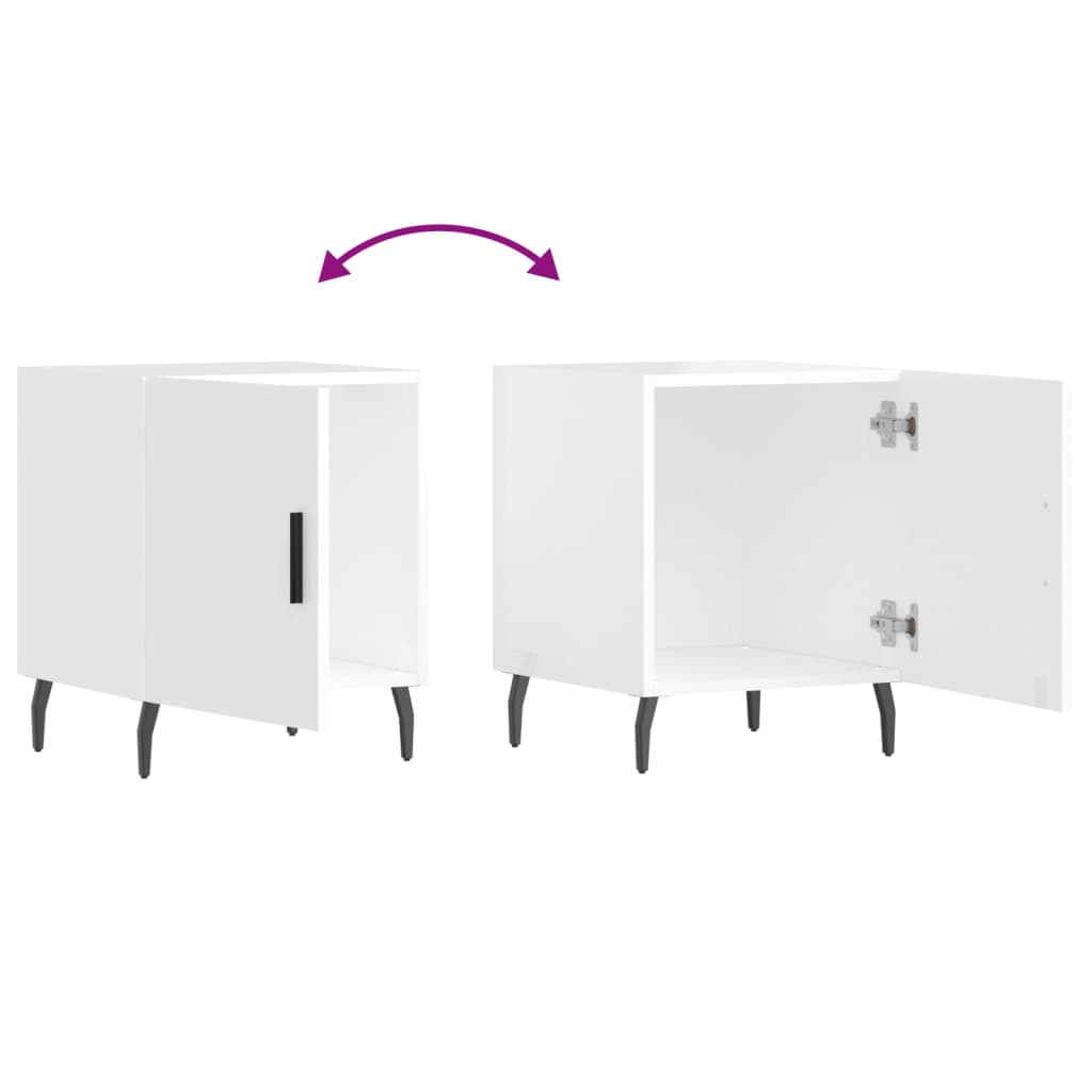 Mesa cabeceira 2pcs 40x40x50cm deriv. madeira branco brilhante