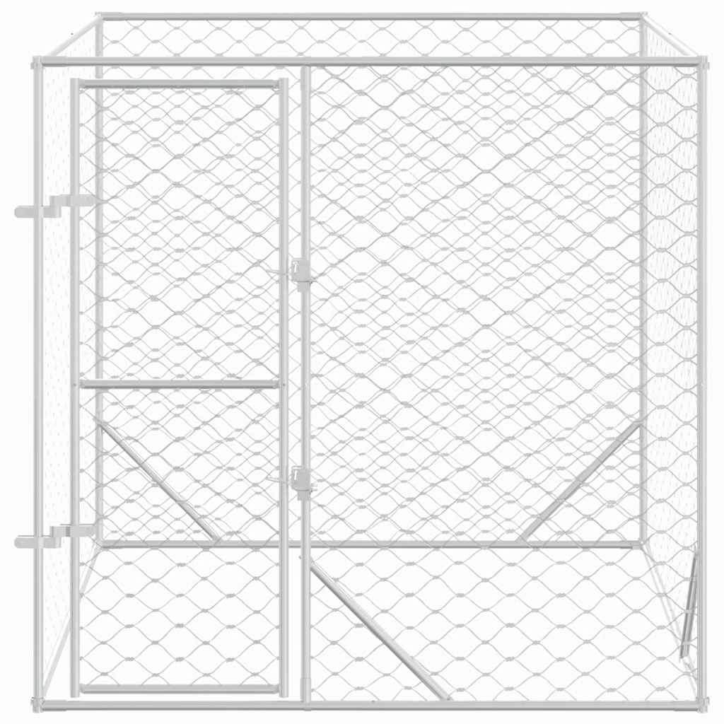 Canil de exterior 2x2x2 m aço galvanizado prateado