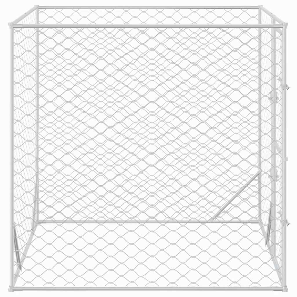 Canil de exterior 2x2x2 m aço galvanizado prateado