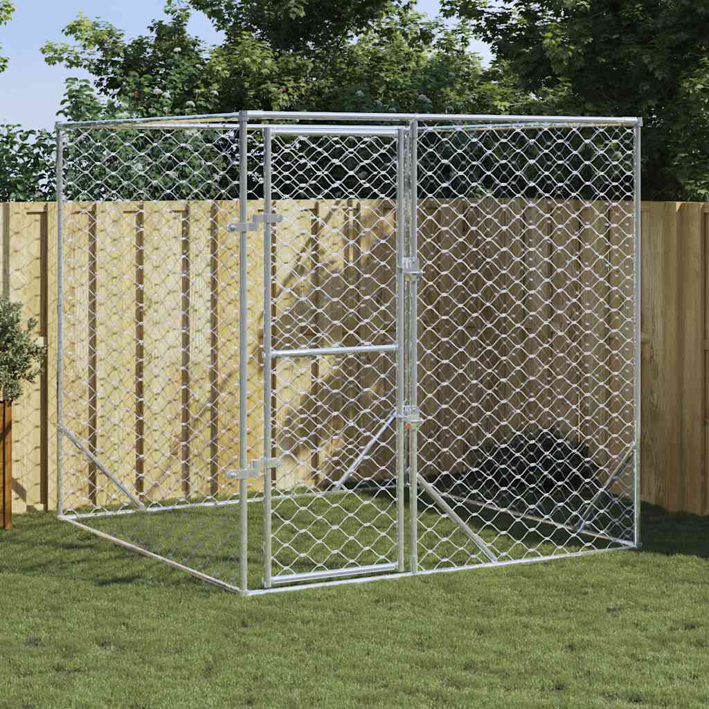 Canil de exterior 2x2x2 m aço galvanizado prateado