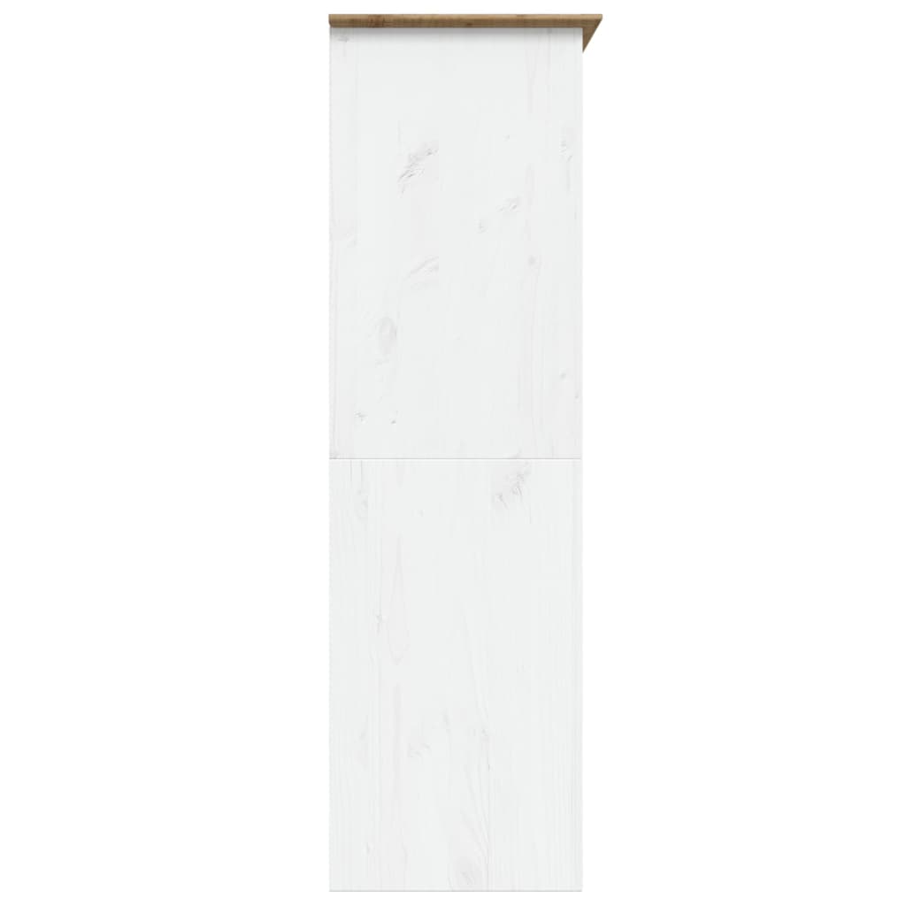 Roupeiro BODO 146x53,5x173 cm pinho maciço branco e castanho