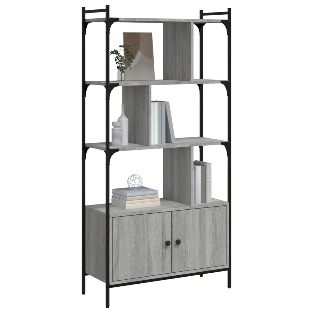 Estante c/ portas 76,5x30x154,5 cm deriv. madeira cinza sonoma