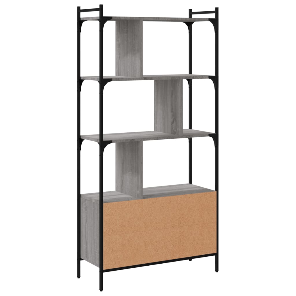 Estante c/ portas 76,5x30x154,5 cm deriv. madeira cinza sonoma