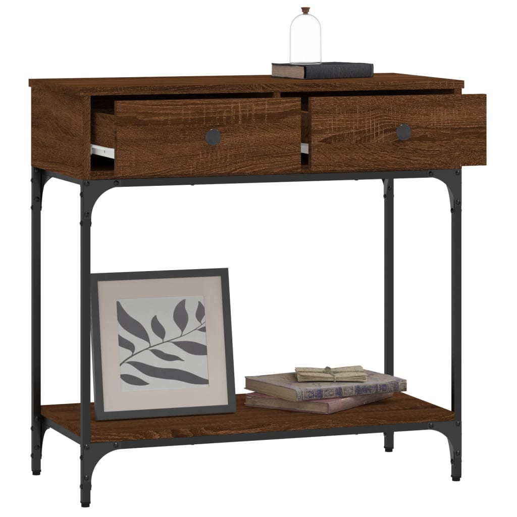 Mesa consola 75x34,5x75 cm derivados madeira carvalho castanho