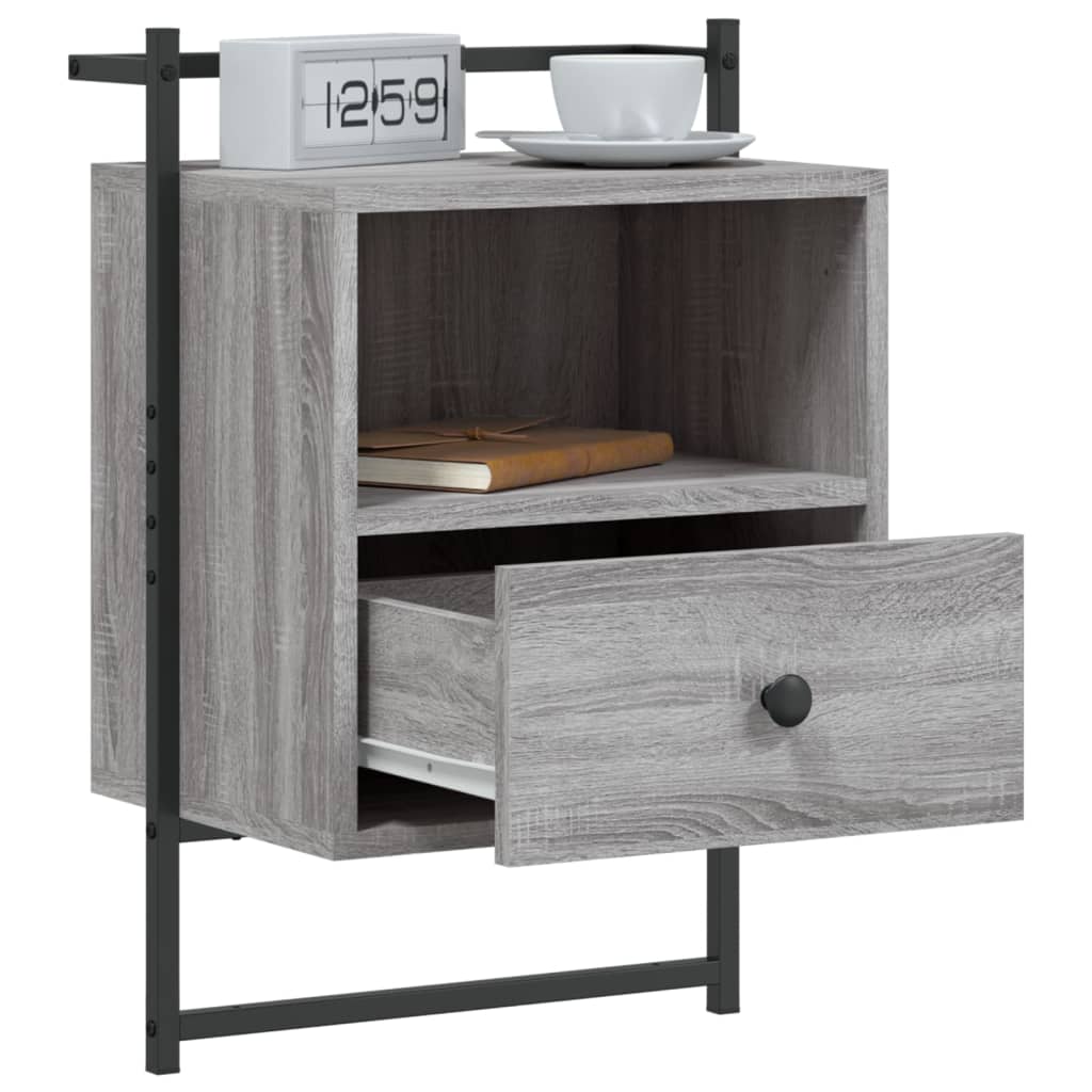 Mesas cabeceira 2 pcs 40x30x61cm deriv. madeira cinzento sonoma