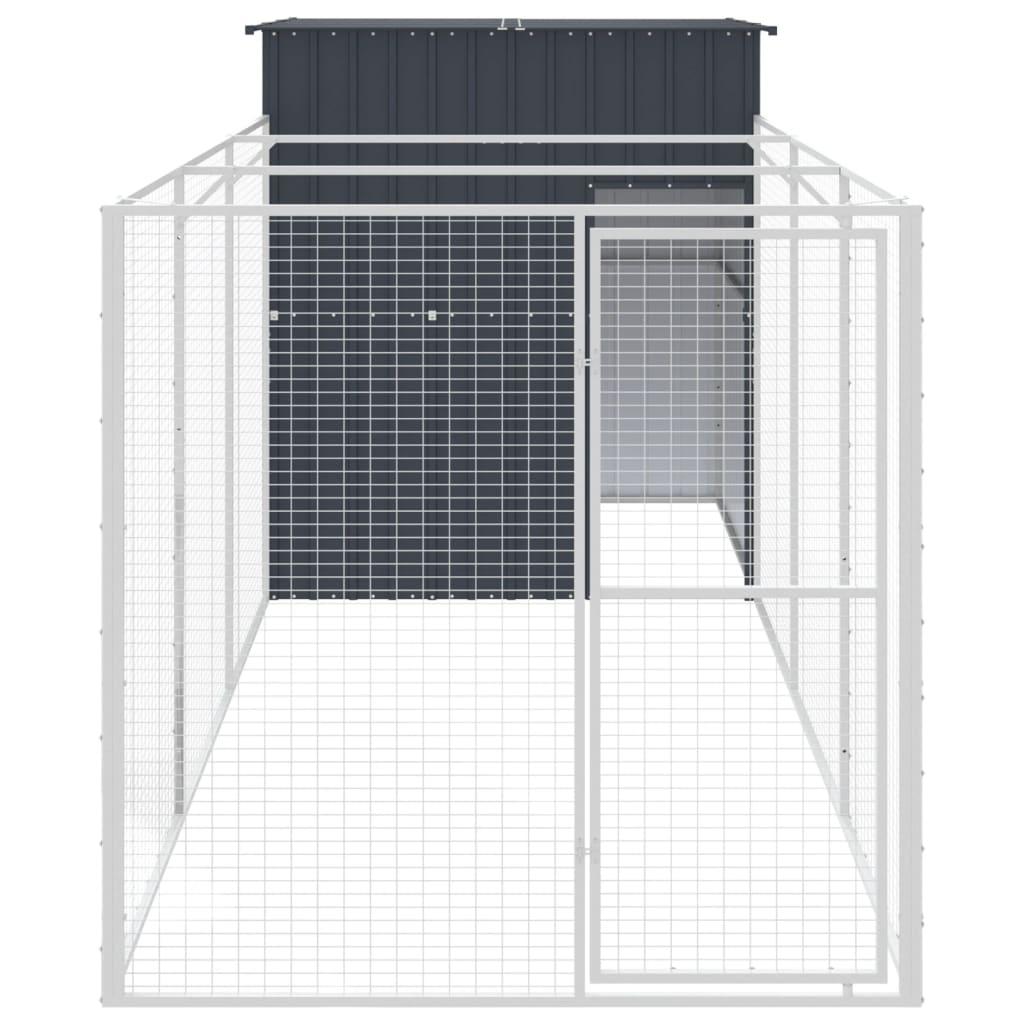 Casota p/ cães c/ parque 165x455x181 cm aço galvaniz. antracite