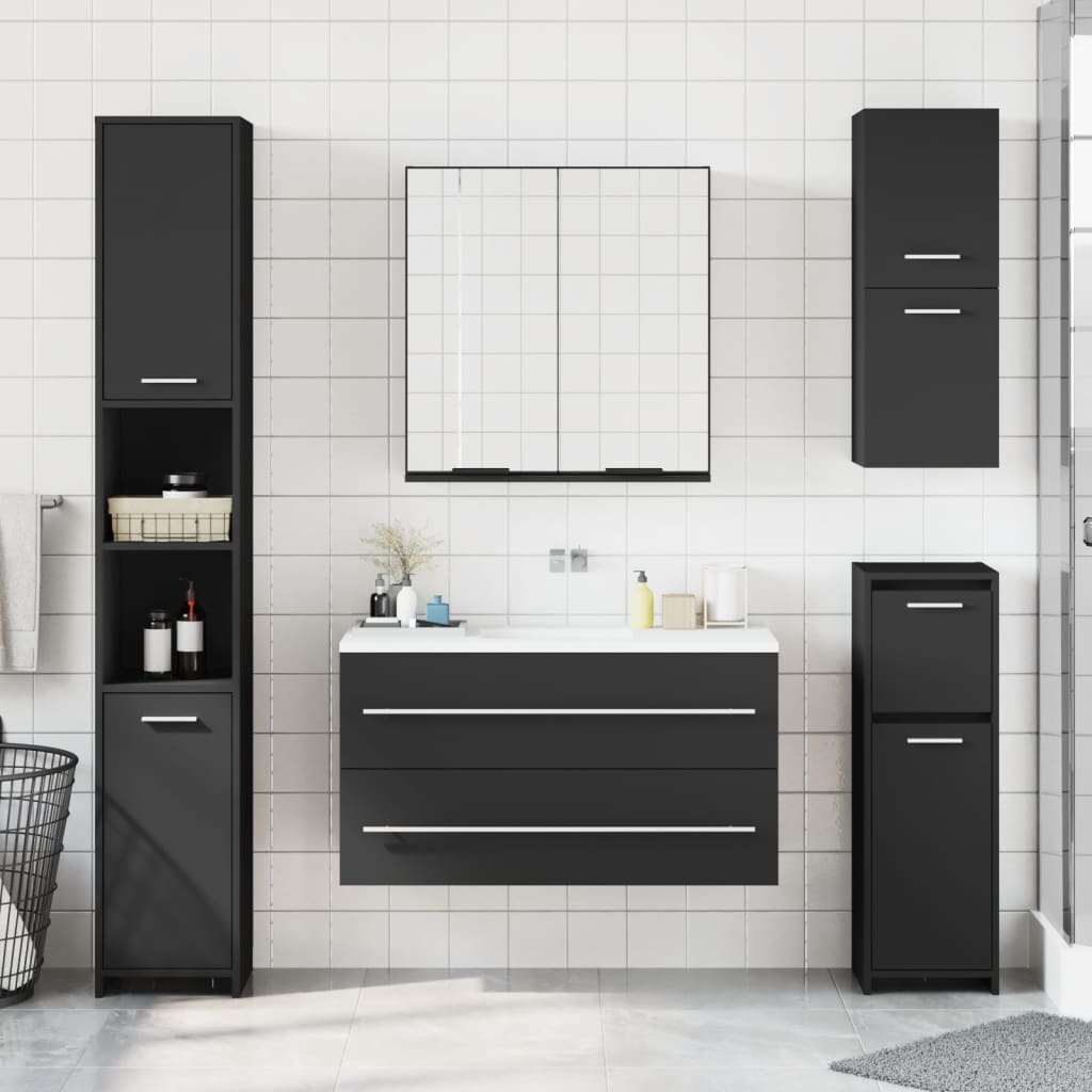 Armário casa banho c/ espelho 64x20x67 cm deriv. madeira preto