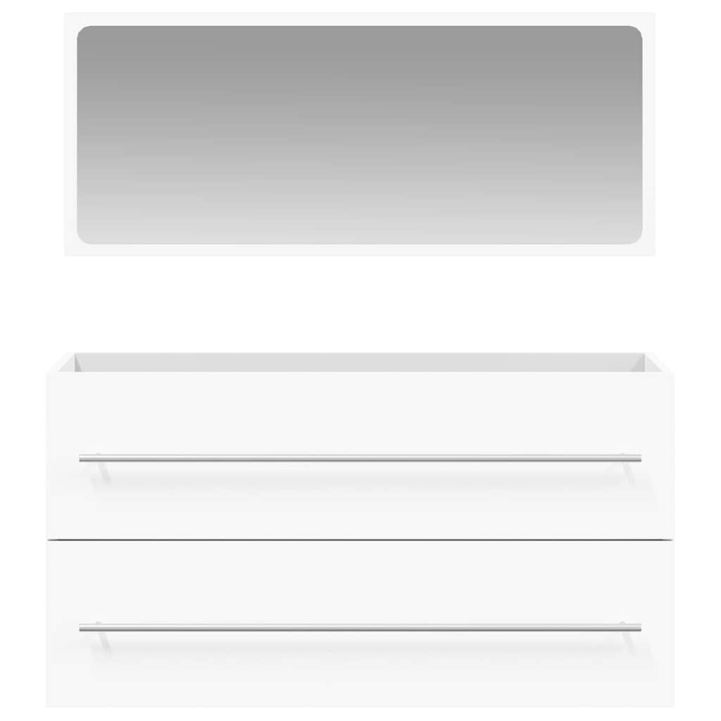 Armário de casa de banho com espelho madeira processada branco