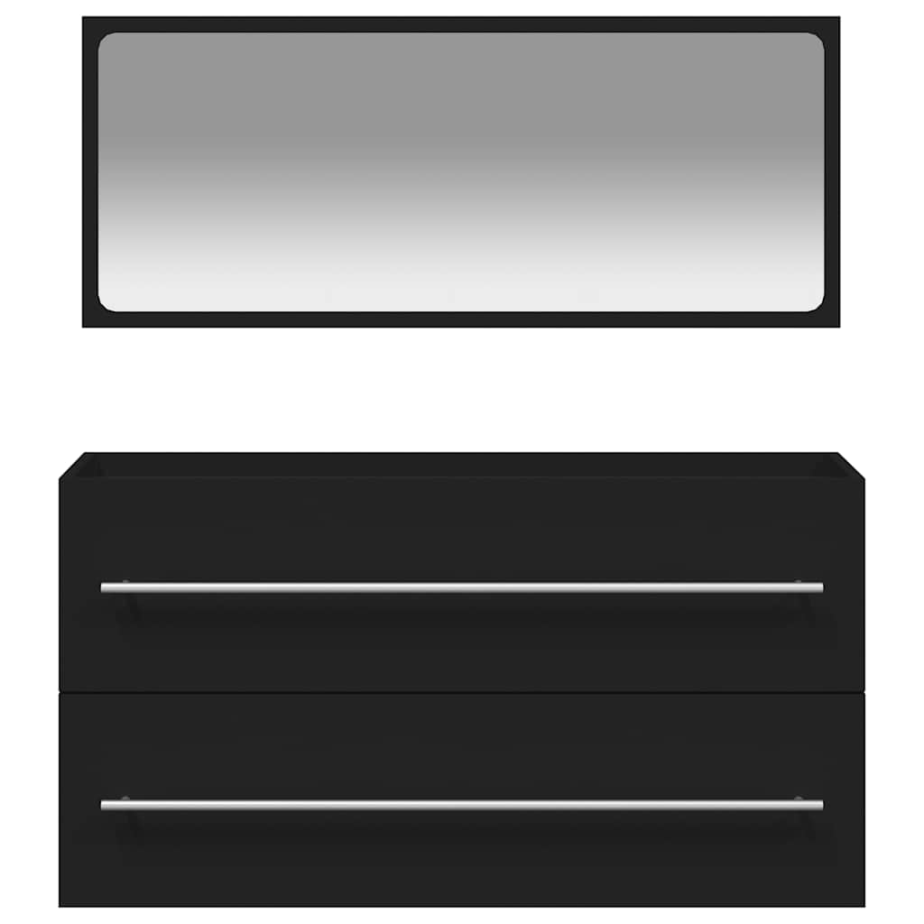 Armário de casa de banho com espelho derivados de madeira preto