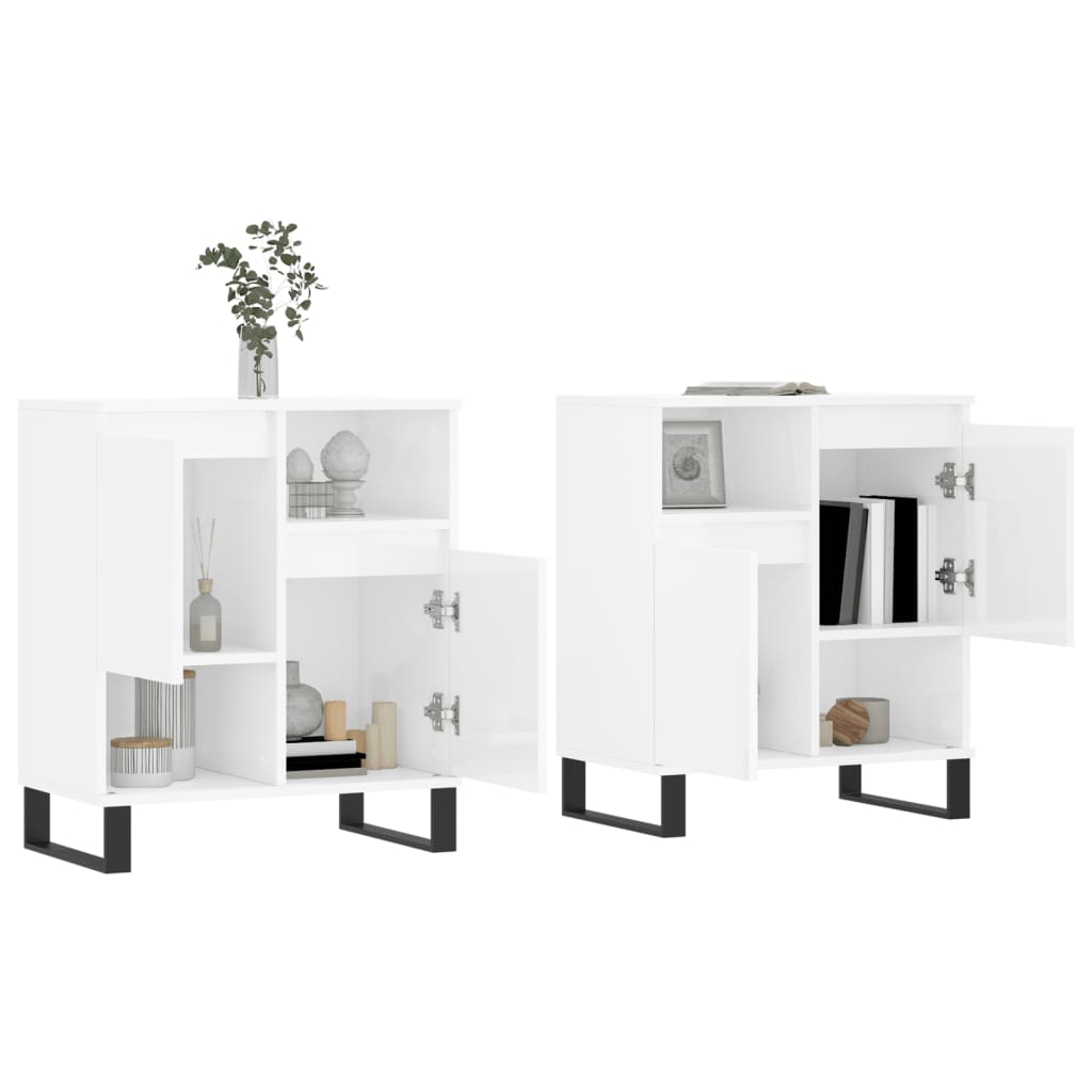 Aparadores 2 pcs derivados de madeira branco brilhante