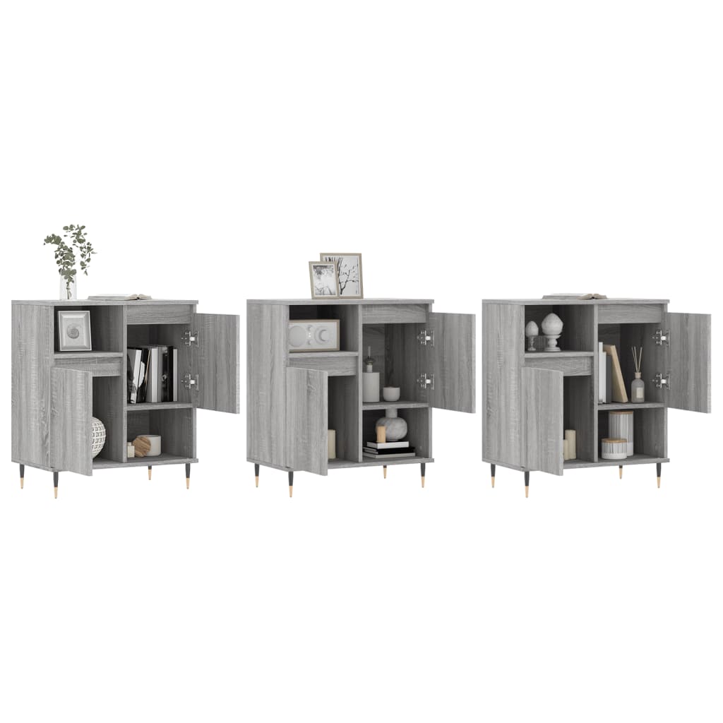 Aparadores 3 pcs madeira processada cinzento sonoma