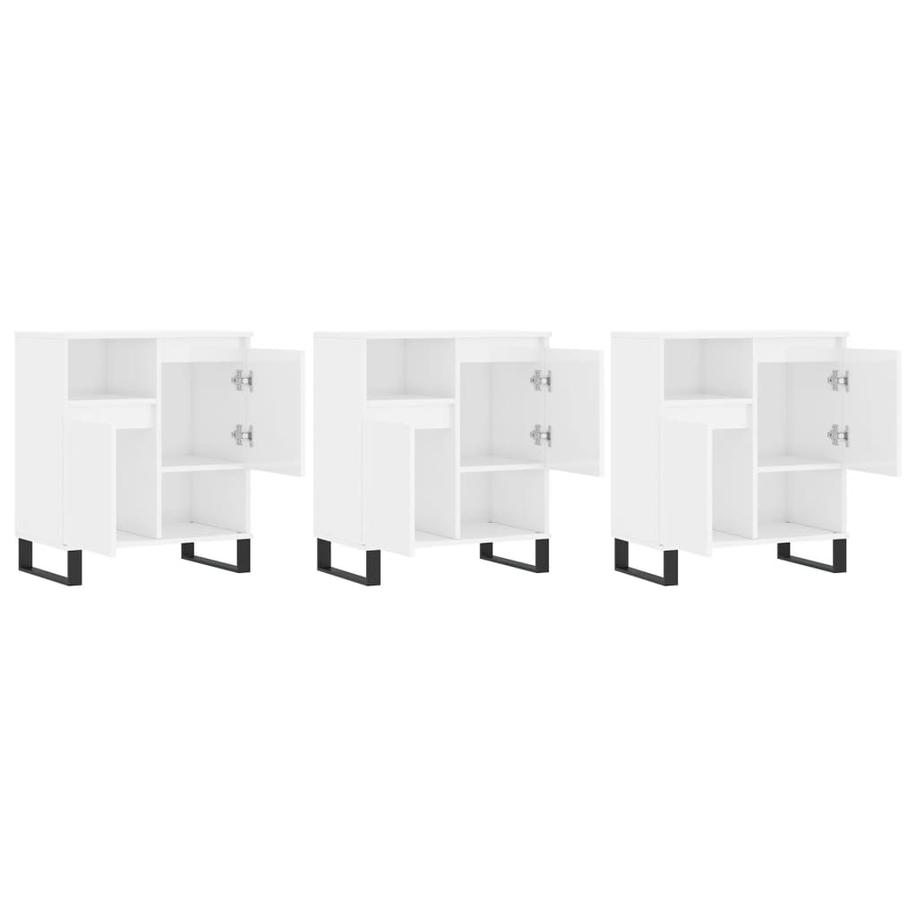 Aparadores 3 pcs derivados de madeira branco brilhante