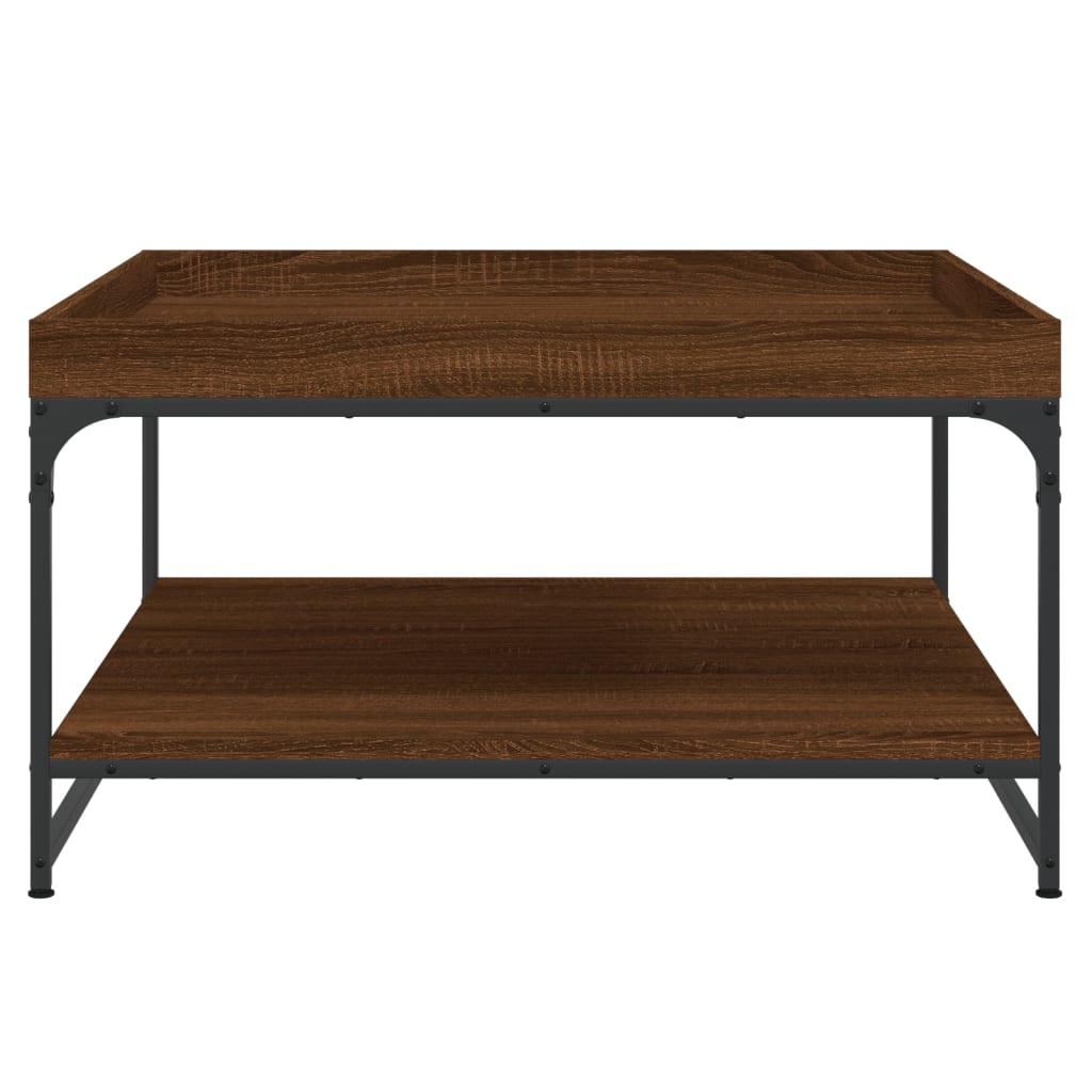 Mesa de centro 80x80x45 deriv. madeira/ferro carvalho castanho