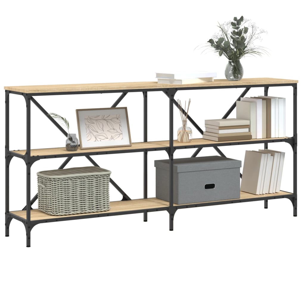 Mesa consola 160x30x75 cm deriv. madeira/ferro carvalho sonoma