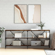 Mesa consola 180x30x75 cm deriv. madeira/ferro carvalho fumado