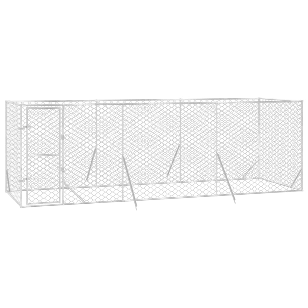 Canil de exterior 6x2x2 m aço galvanizado prateado