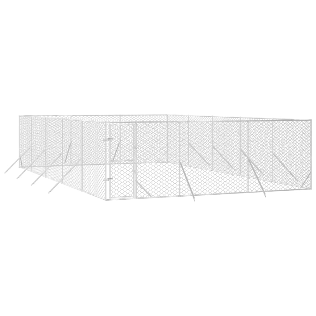 Canil de exterior 6x10x2 m aço galvanizado prateado
