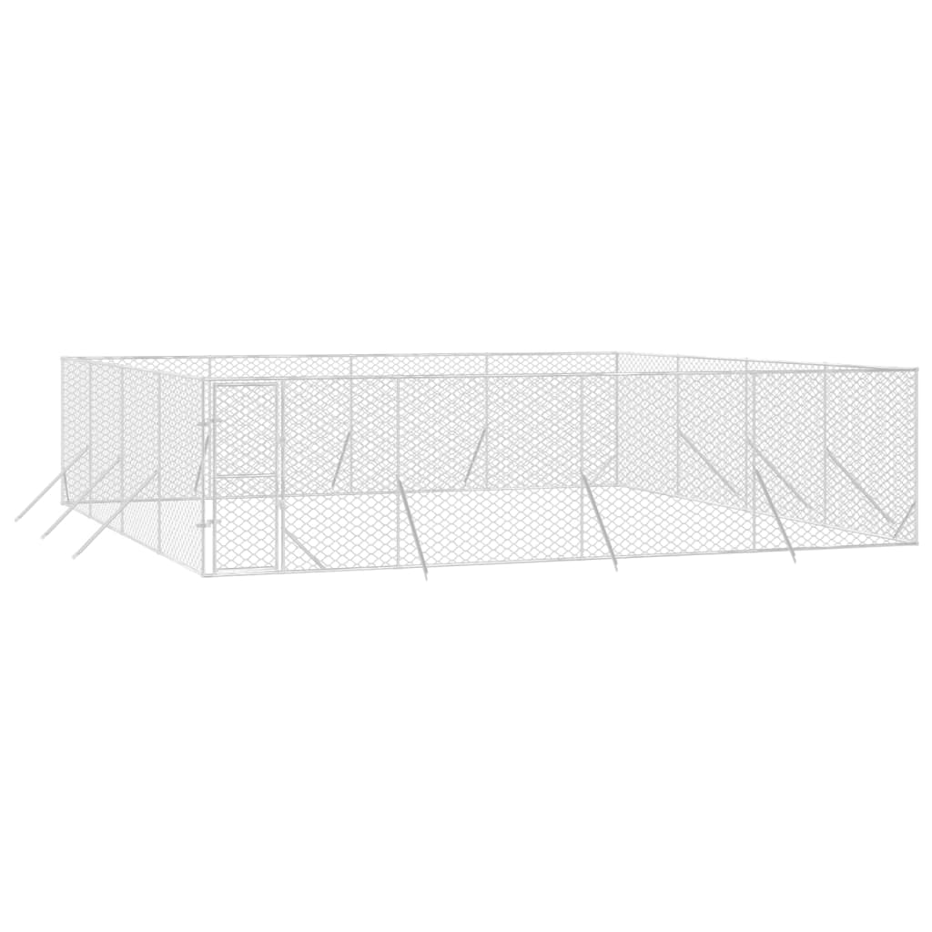 Canil de exterior 8x8x2 m aço galvanizado prateado