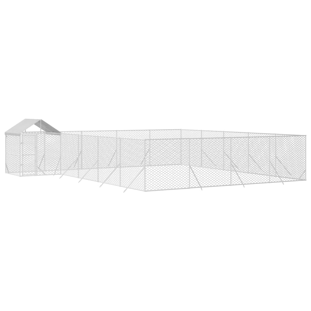Canil de exterior com teto 10x8x2,5 m aço galvanizado prateado