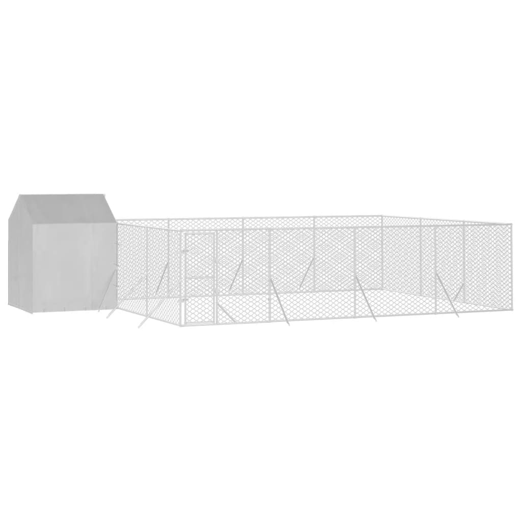 Canil de exterior com teto 10x6x2,5 m aço galvanizado prateado
