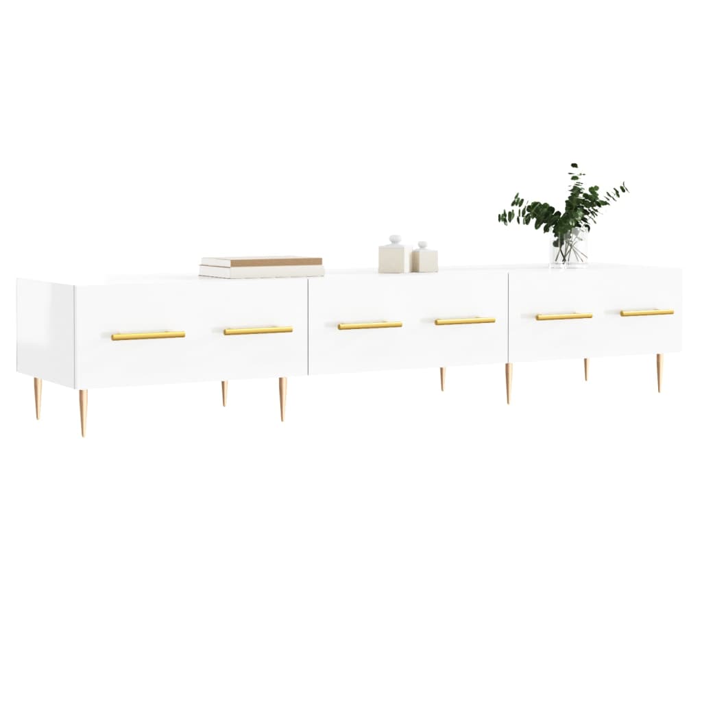 Móvel de TV 150x36x30 cm derivados de madeira branco brilhante
