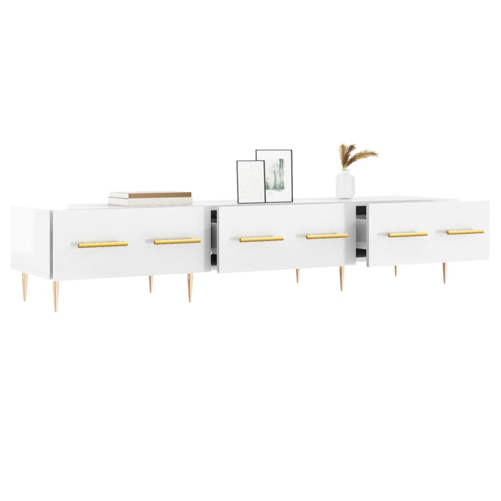 Móvel de TV 150x36x30 cm derivados de madeira branco brilhante