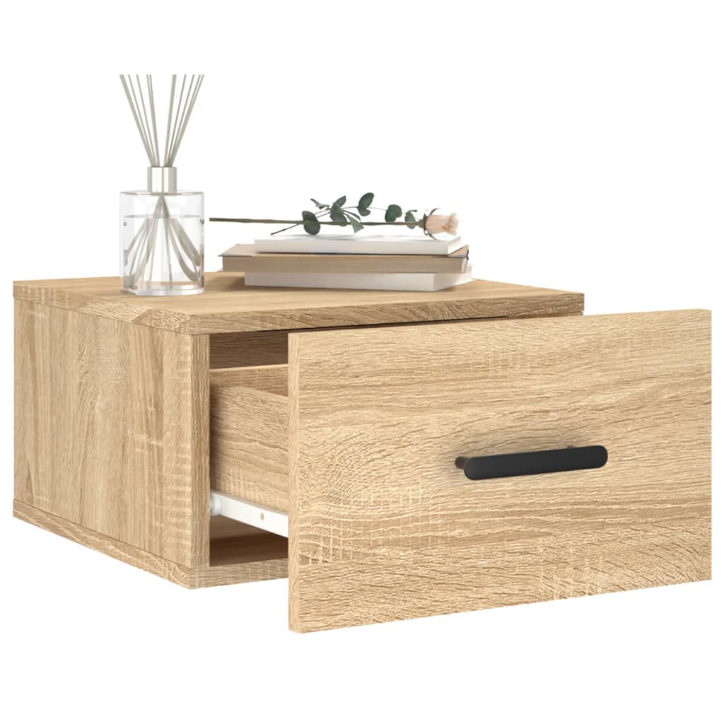 Mesas de cabeceira parede 2 pcs 35x35x20 cm cor carvalho sonoma